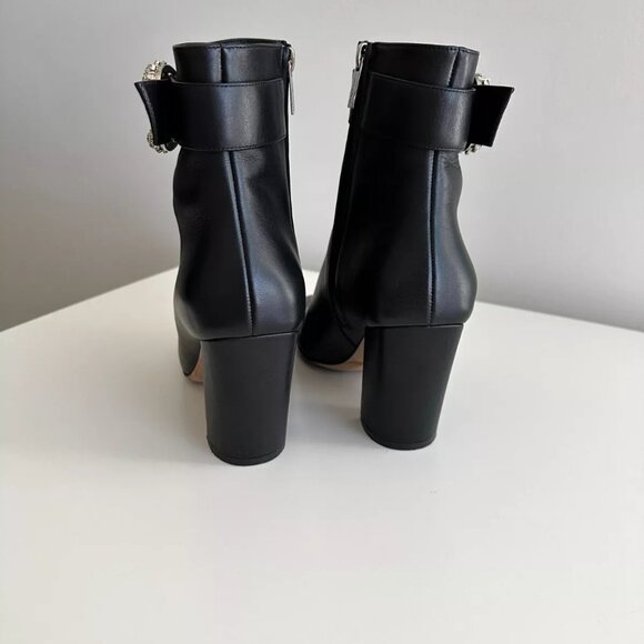 JIMMY CHOO Black Leather Boots | Designer Crystal Ankle Boots Size US 8 - Picture 9 of 13